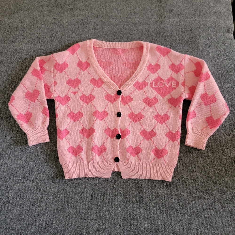 Preppy Hearts Cardigan Women's‎ Size 2XL Comfy Knit Chunky Sweater Boutique